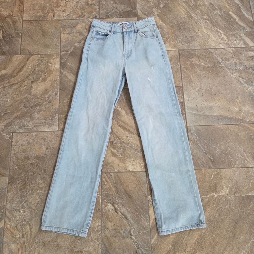 RSQ Womens Baggy Jeans Light Wash Distressed High Waistedโ Size 24